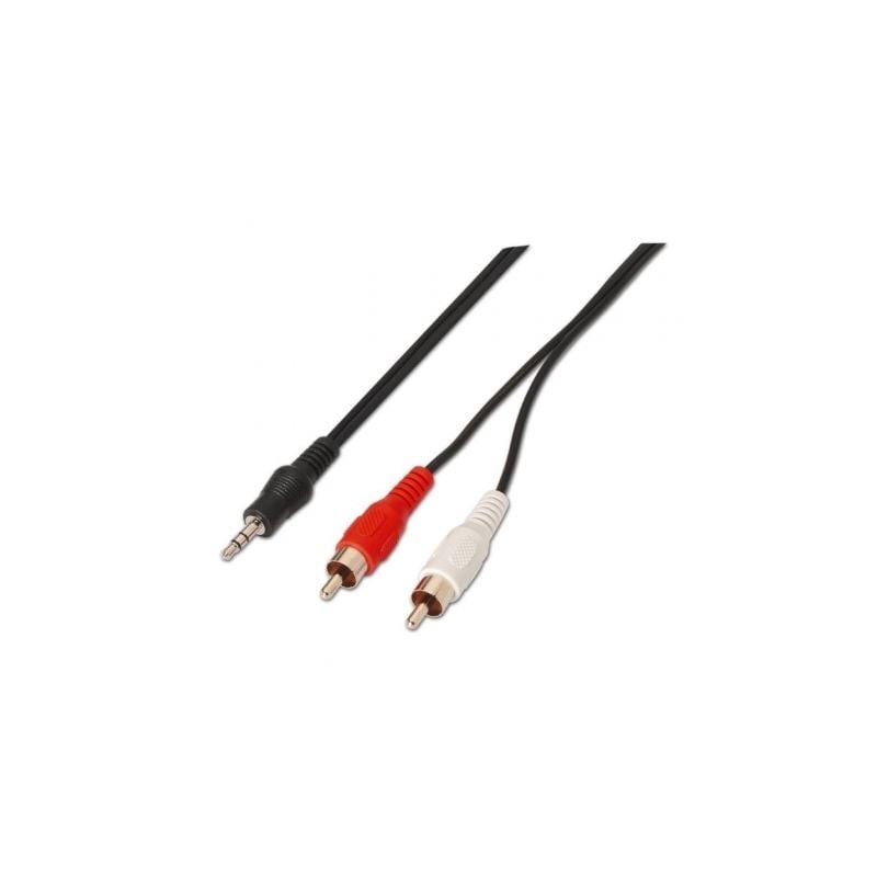 Cable Estéreo Aisens A128-0148- Jack 3.5 Macho - 2x RCA Macho- Hasta 0.1W- 3m- Negro