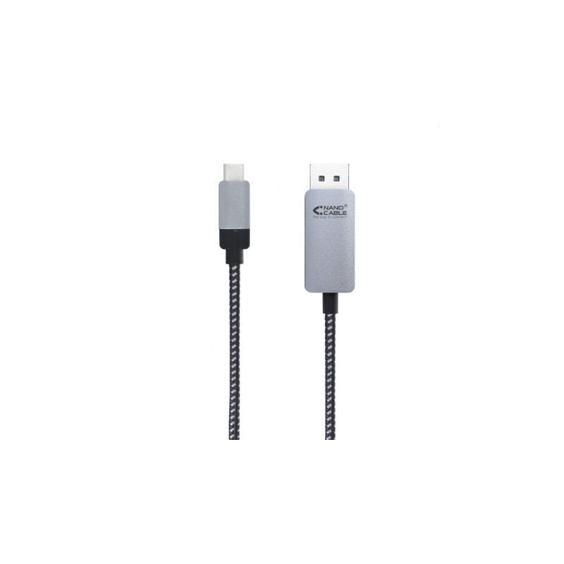 Cable Conversor Nanocable 10.15.5002- USB Tipo-C Macho - Displayport Macho- 1.8m- Negro