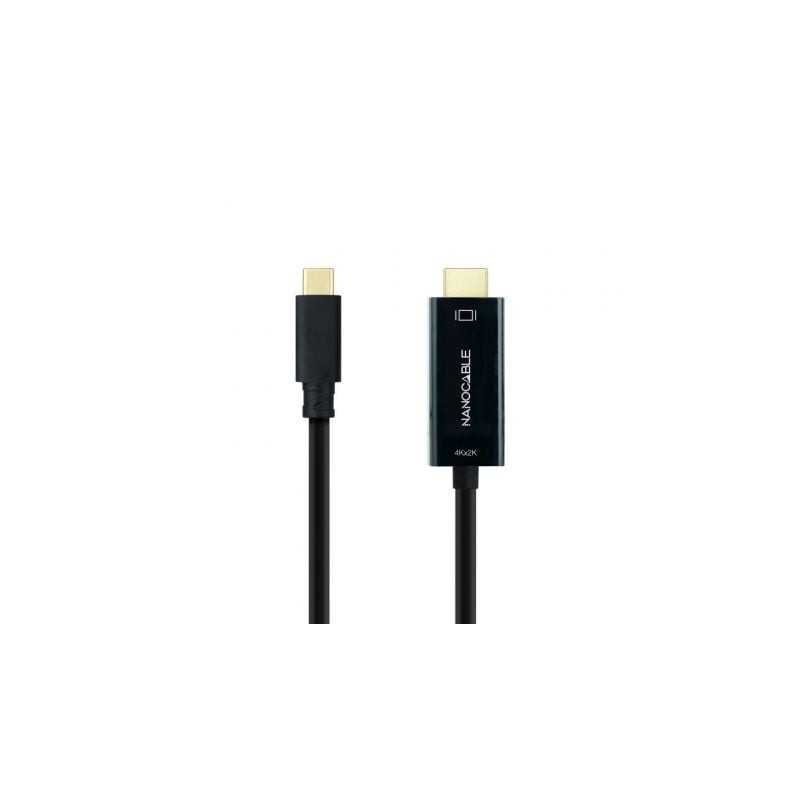 Cable Conversor Nanocable 10.15.5132- USB Tipo-C Macho - HDMI Macho- 1.8m- Negro
