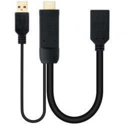 Cable Conversor Nanocable 10.16.0205- HDMI Macho - DisplayPort Hembra- 20cm- Negro