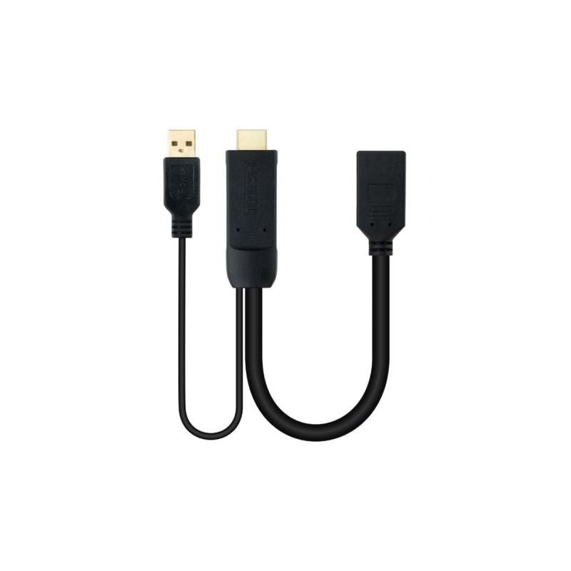 Cable Conversor Nanocable 10.16.0205- HDMI Macho - DisplayPort Hembra- 20cm- Negro