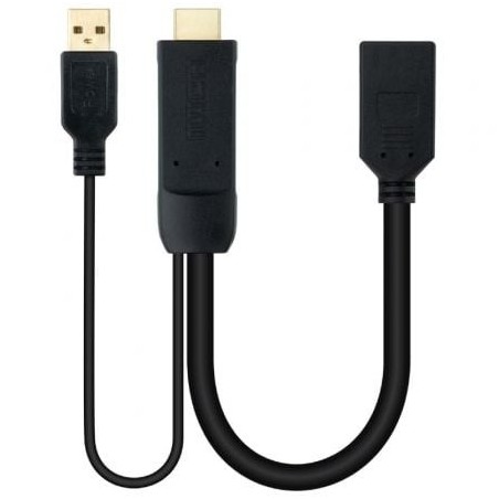Cable Conversor Nanocable 10.16.0205- HDMI Macho - DisplayPort Hembra- 20cm- Negro