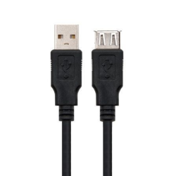 Cable Alargador USB Nanocable 10.01.0204-BK- USB Macho - USB Hembra- 3m- Negro