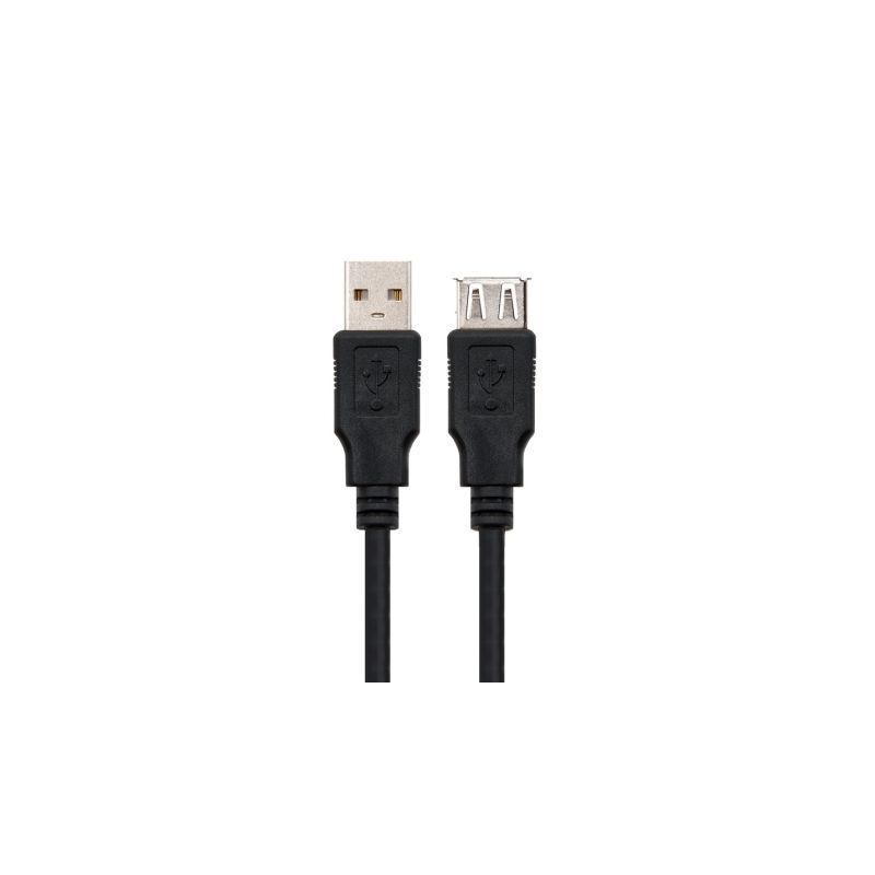 Cable Alargador USB Nanocable 10.01.0204-BK- USB Macho - USB Hembra- 3m- Negro