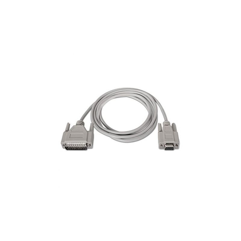 Cable Serie NULL Modem Nanocable 10.14.0802- DB9 Hembra - DB25 Macho- 1.8m- Beige