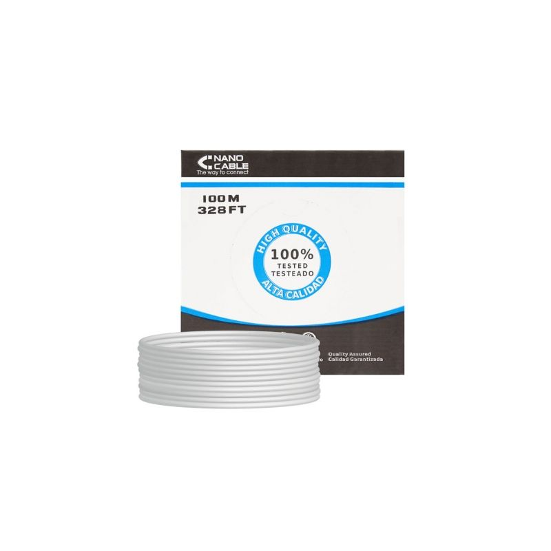 Bobina de Cable RJ45 UTP Nanocable 10.20.0302 Cat.5e- 100m- Gris