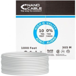 Bobina de Cable RJ45 UTP Nanocable 10.20.0304-FLEX Cat.5e- 305m- Gris