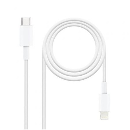 Cable USB 2.0 Tipo-C Lightning Nanocable 10.10.0602- USB Tipo-C Macho - Lightning Macho- 2m- Blanco