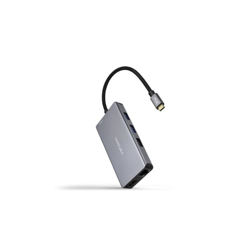 Docking Tipo-C Nanocable 10.16.1009- 3xUSB- 2xHDMI 4K- 1xRJ45- 1xLector tarjetas- 1xUSB Tipo-C PD- Gris