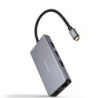 Docking Tipo-C Nanocable 10.16.1009- 3xUSB- 2xHDMI 4K- 1xRJ45- 1xLector tarjetas- 1xUSB Tipo-C PD- Gris