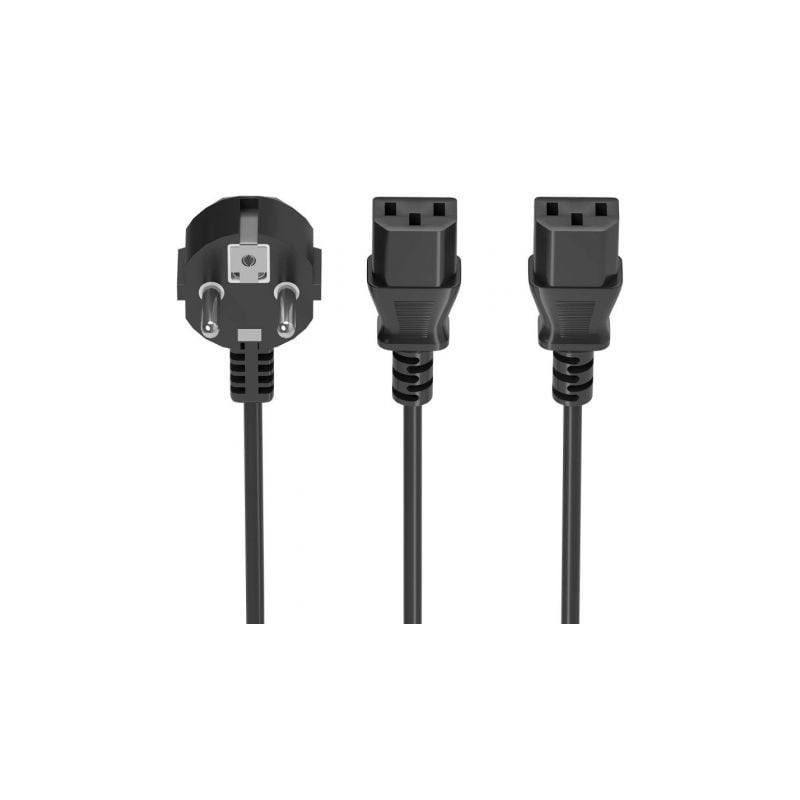 Cable Alimentación CPU Aisens A132-0864- CEE7 Macho - 2x C13 Hembra- 1.8m- Negro