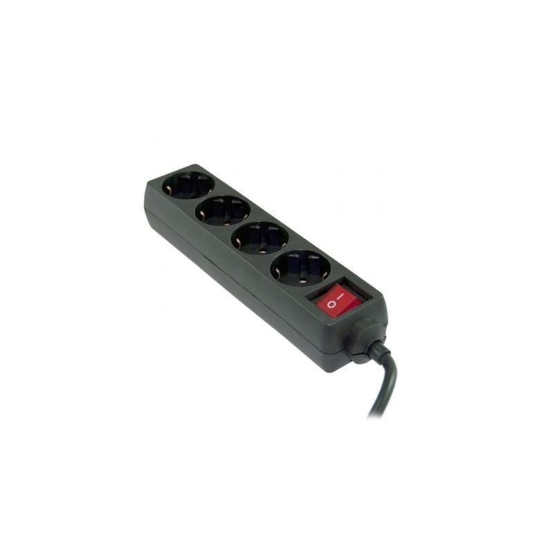 Regleta con interruptor 3GO REG4- 4 Tomas de corriente- Cable 1.7m- Negra