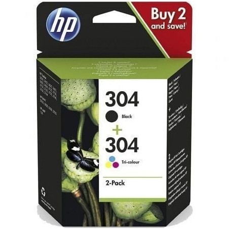 Cartucho de Tinta Original HP nº304 Multipack- Negro- Tricolor