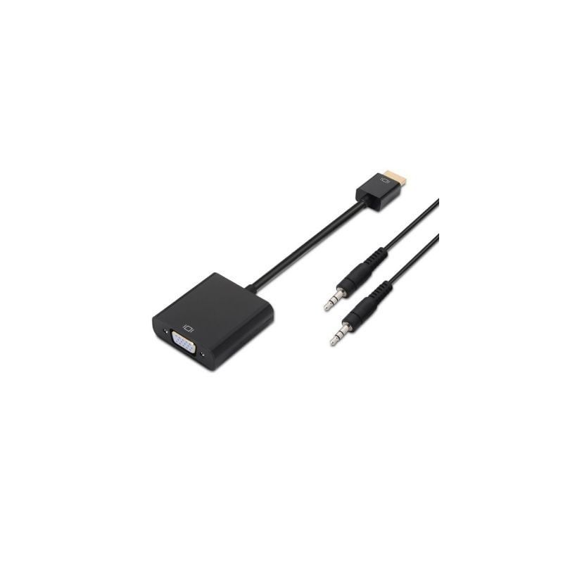 Conversor Aisens A122-0126- HDMI Macho - VGA Hembra- Jack 3.5 Hembra- 10cm- Negro