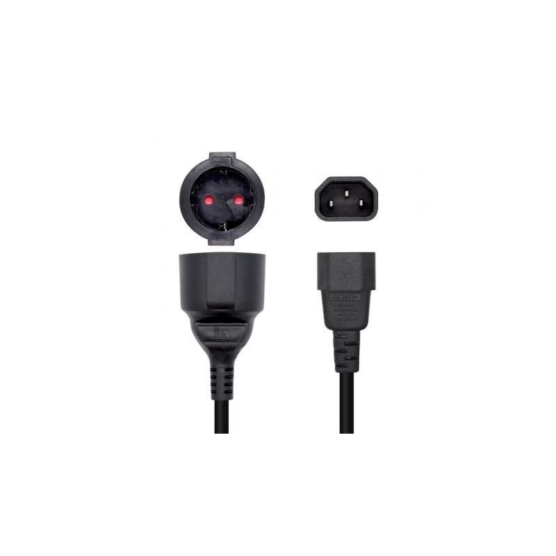 Adaptador Alimentación Aisens A132-0467- C14 Macho - CEE7 Hembra- 25cm- Negro