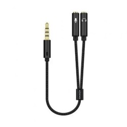Adaptador Aisens A128-0416- Jack 3.5 Macho - 2x Jack 3.5 Hembra- 25cm- Negro