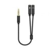 Adaptador Aisens A128-0416- Jack 3.5 Macho - 2x Jack 3.5 Hembra- 25cm- Negro
