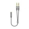 Adaptador Aisens A128-0417- Jack 3.5 Hembra - 2x Jack 3.5 Macho- 25cm- Gris