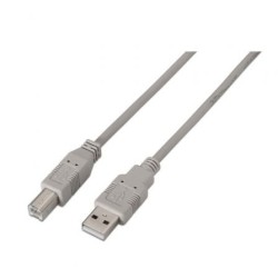 Cable USB 2.0 Impresora Aisens A101-0001- USB Tipo-B Macho - USB Macho- Hasta 2.5W- 60Mbps- 1m- Beige