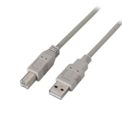 Cable USB 2.0 Impresora Aisens A101-0004- USB Tipo-B Macho - USB Macho- Hasta 2.5W- 60Mbps- 4.5m- Beige