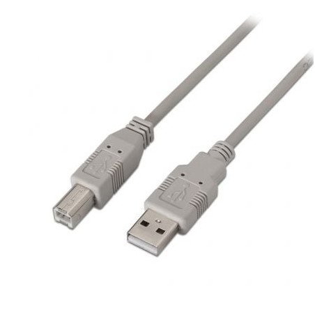 Cable USB 2.0 Impresora Aisens A101-0004- USB Tipo-B Macho - USB Macho- Hasta 2.5W- 60Mbps- 4.5m- Beige