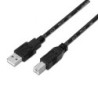 Cable USB 2.0 Impresora Aisens A101-0007- USB Tipo-B Macho - USB Macho- Hasta 2.5W- 60Mbps- 3m- Negro