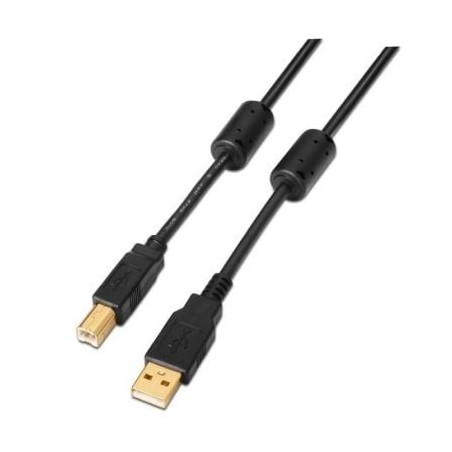 Cable USB 2.0 Impresora Aisens A101-0009- USB Tipo-B Macho - USB Macho- Hasta 2.5W- 60Mbps- 2m- Negro