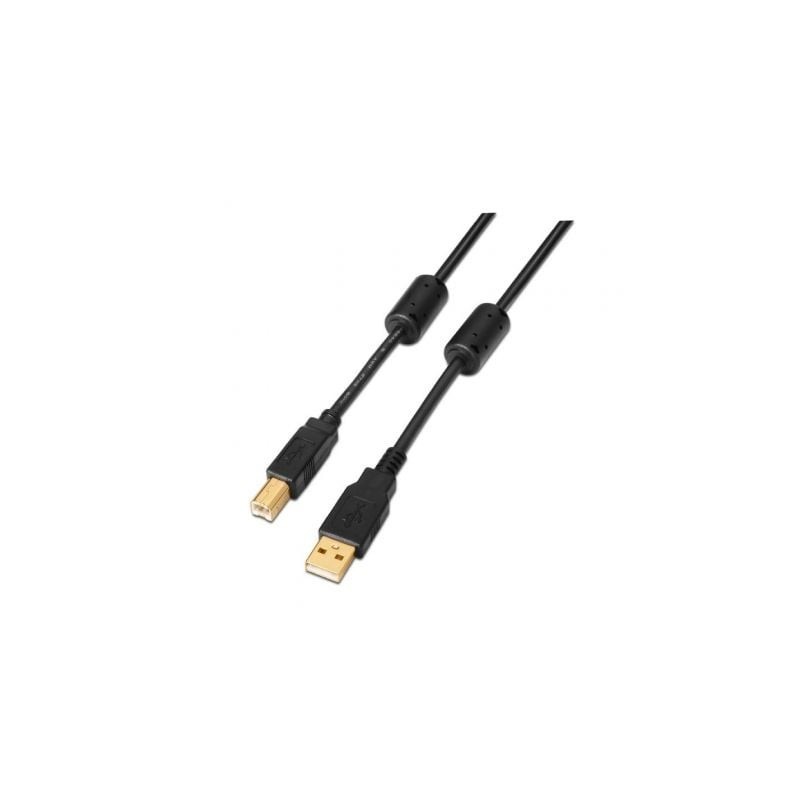 Cable USB 2.0 Impresora Aisens A101-0010- USB Tipo-B Macho - USB Macho- Hasta 2.5W- 60Mbps- 3m- Negro