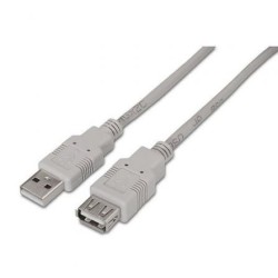 Cable Alargador USB 2.0 Aisens A101-0012- USB Macho - USB Hembra- Hasta 2.5W- 60Mbps- 1m- Beige