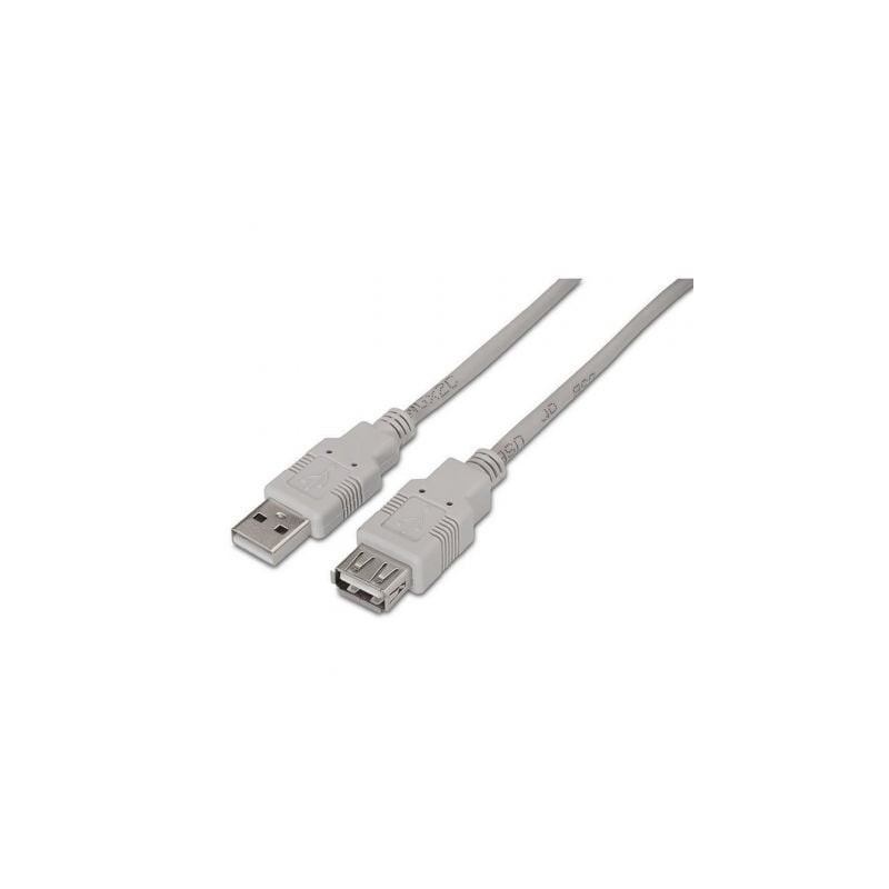 Cable Alargador USB 2.0 Aisens A101-0012- USB Macho - USB Hembra- Hasta 2.5W- 60Mbps- 1m- Beige