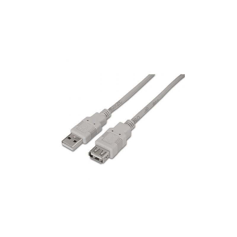 Cable Alargador USB 2.0 Aisens A101-0013- USB Macho - USB Hembra- Hasta 2.5W- 60Mbps- 1.8m- Beige