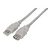 Cable Alargador USB 2.0 Aisens A101-0013- USB Macho - USB Hembra- Hasta 2.5W- 60Mbps- 1.8m- Beige