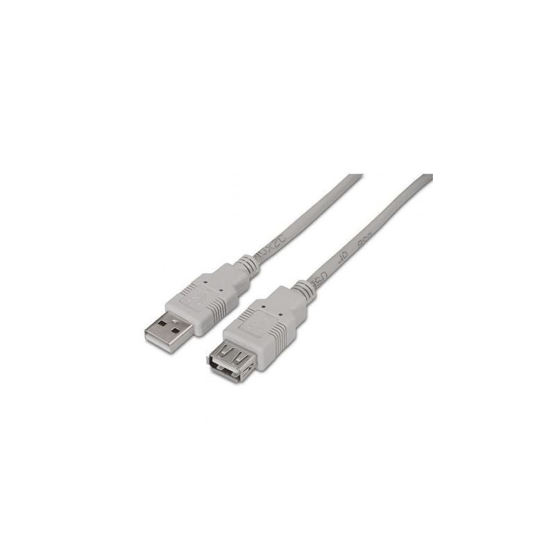 Cable Alargador USB 2.0 Aisens A101-0014- USB Macho - USB Hembra- Hasta 2.5W- 60Mbps- 3m- Beige