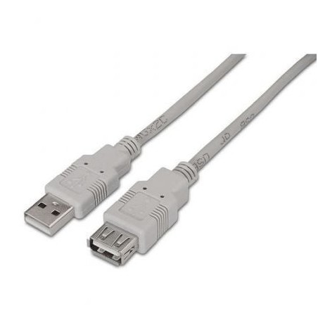 Cable Alargador USB 2.0 Aisens A101-0014- USB Macho - USB Hembra- Hasta 2.5W- 60Mbps- 3m- Beige