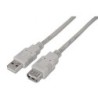 Cable Alargador USB 2.0 Aisens A101-0014- USB Macho - USB Hembra- Hasta 2.5W- 60Mbps- 3m- Beige