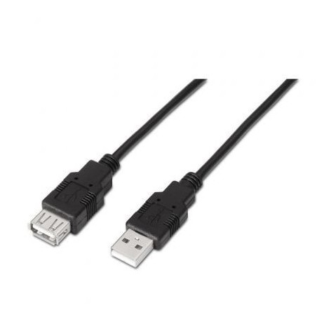 Cable Alargador USB 2.0 Aisens A101-0015- USB Macho - USB Hembra- Hasta 2.5W- 60Mbps- 1m- Negro