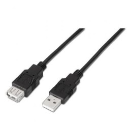 Cable Alargador USB 2.0 Aisens A101-0017- USB Macho - USB Hembra- Hasta 2.5W- 60Mbps- 3m- Negro