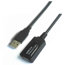 Cable Alargador USB 2.0 Aisens A101-0018- USB Macho - USB Hembra- Hasta 2.5W- 60Mbps- 5m- Negro