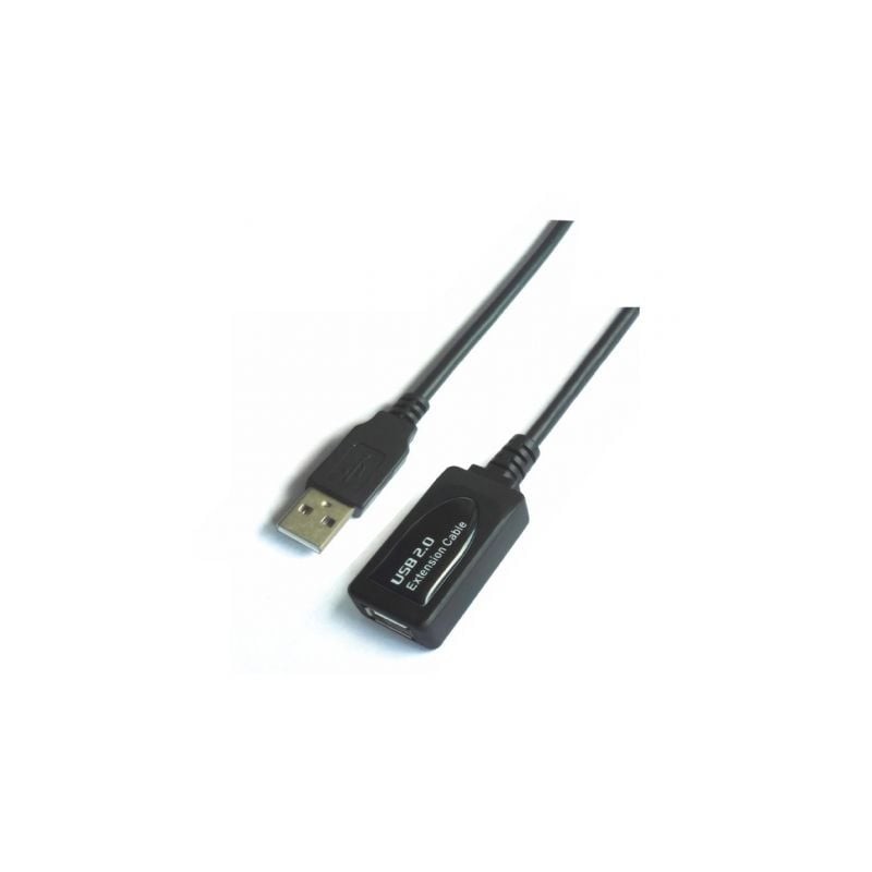 Cable Alargador USB 2.0 Aisens A101-0019- USB Macho - USB Hembra- Hasta 2.5W- 60Mbps- 10m- Negro