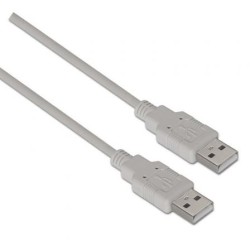 Cable USB 2.0  Aisens A101-0021- USB Macho - USB Macho- Hasta 2.5W- 60Mbps- 1m- Beige