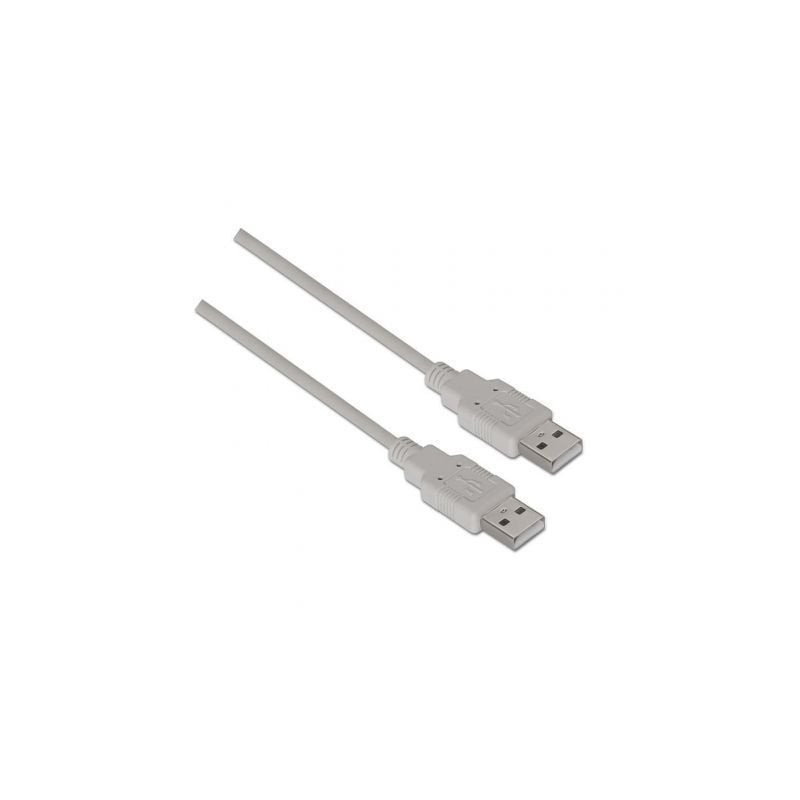 Cable USB 2.0 Aisens A101-0022- USB Macho - USB Macho- Hasta 2.5W- 60Mbps- 2m- Beige
