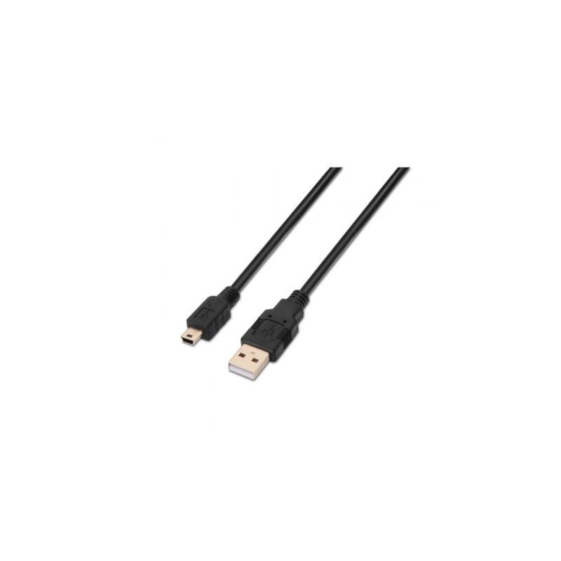 Cable USB 2.0 Aisens A101-0025- USB Macho - USB Mini- Hasta 2.5W- 60Mbps- 1.8m- Negro