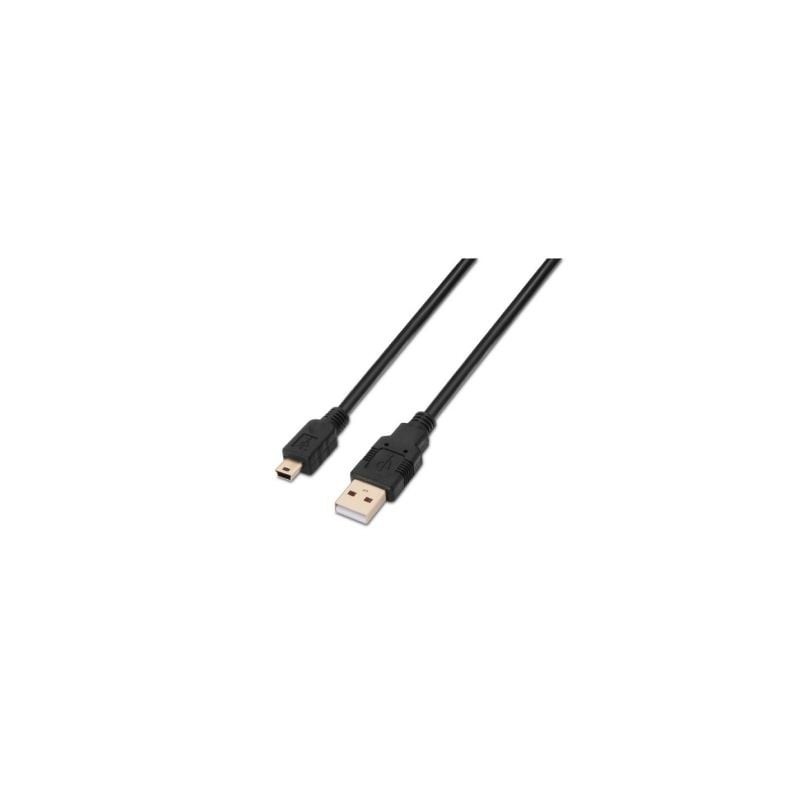 Cable USB 2.0 Aisens A101-0026- USB Macho - MiniUSB Macho- Hasta 2.5W- 60Mbps- 3m- Negro