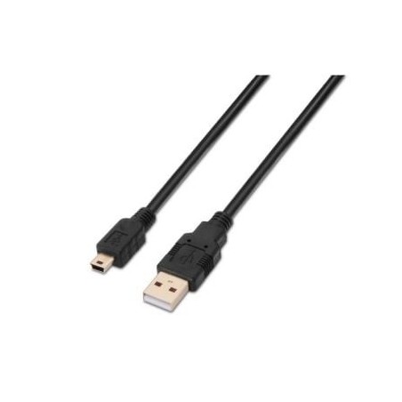 Cable USB 2.0 Aisens A101-0026- USB Macho - MiniUSB Macho- Hasta 2.5W- 60Mbps- 3m- Negro
