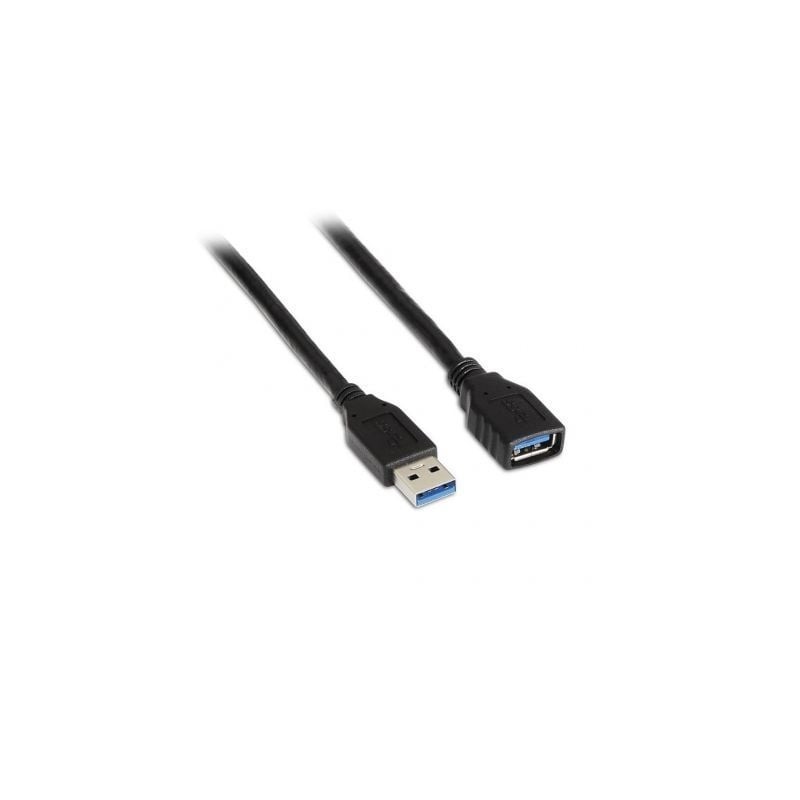 Cable Alargador USB 3.0 Aisens A105-0041- USB Macho - USB Hembra- Hasta 9W- 625Mbps- 1m- Negro
