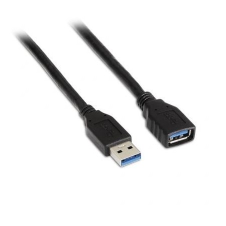 Cable Alargador USB 3.0 Aisens A105-0041- USB Macho - USB Hembra- Hasta 9W- 625Mbps- 1m- Negro