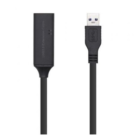 Cable Alargador USB 3.0 con Amplificador Aisens A105-0407- USB Macho - USB Hembra- Hasta 9W- 625Mbps- 5m- Negro