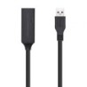 Cable Alargador USB 3.0 con Amplificador Aisens A105-0407- USB Macho - USB Hembra- Hasta 9W- 625Mbps- 5m- Negro