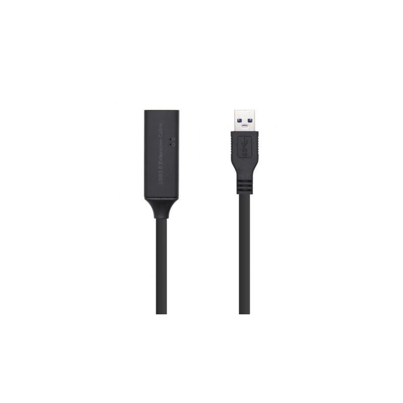 Cable Alargador USB 3.0 con Amplificador Aisens A105-0409- USB Macho - USB Hembra- Hasta 9W- 625Mbps- 15m- Negro