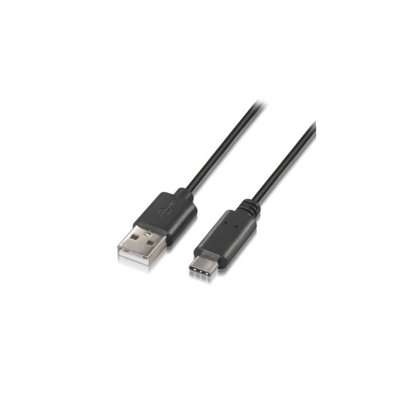 Cable USB 2.0 Tipo-C Aisens A107-0050- USB Tipo-C Macho - USB Macho- Hasta 9W- 625Mbps- 50cm- Negro
